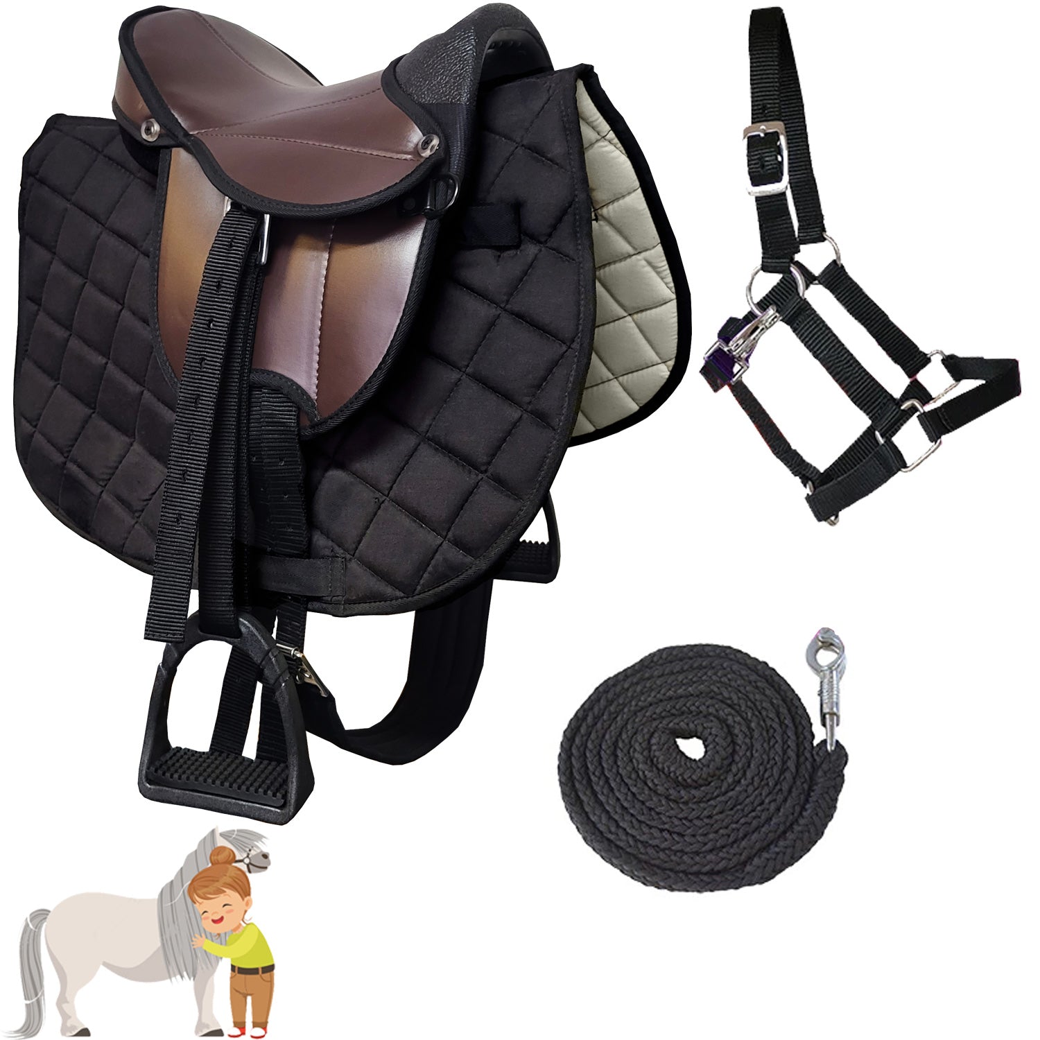 My Sweet Pony® Kinder Shettysattel-Set Eclipse + Halfter + Führstrick